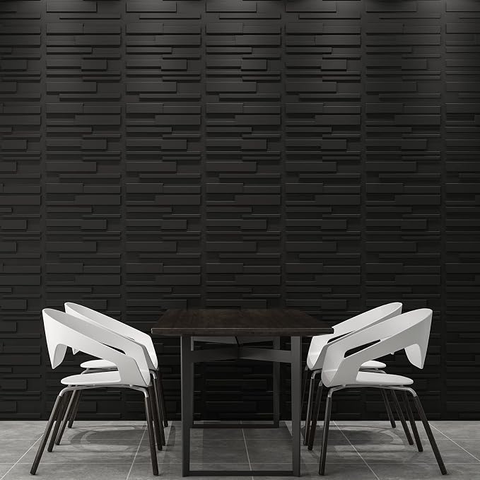Art3d Decorative 3D Wall Panels 12 Pack 19.7" x 19.7" Creative Wall Panel for Indoor Decoration, Carbon Black - Image 3