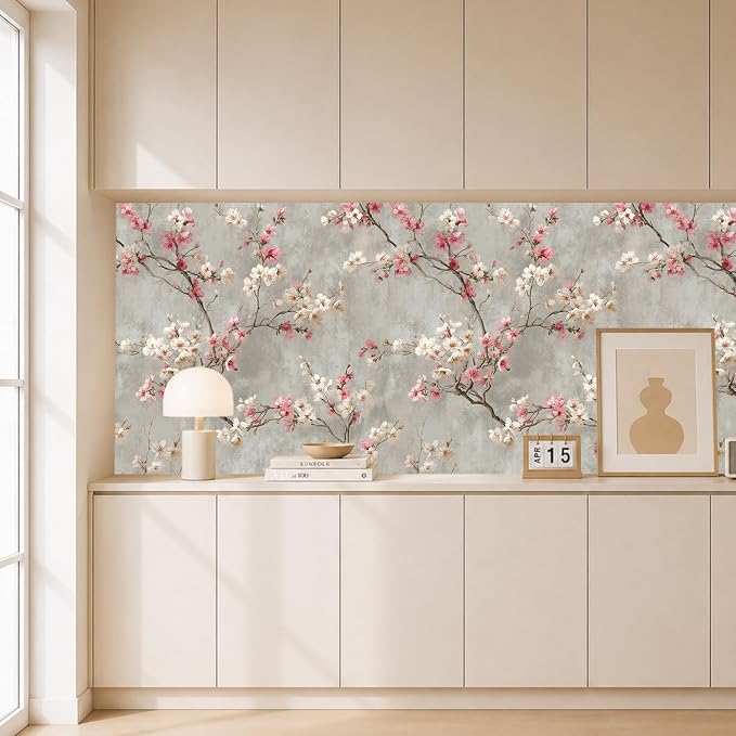 Dusty-Toned Branch Flower Removable Self-Adhesive Wallpaper for Bedroom & Living Room Decor 17.7×118 Inch,Waterproof Wall Covering for Accent Walls, Apartment, Nursery - Image 7