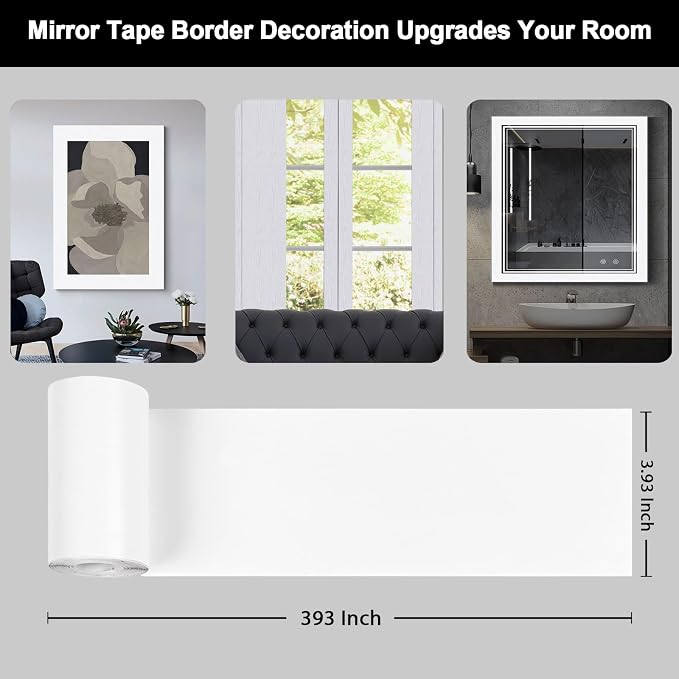 Alened 10M White Mirror Border Peel and Stick, Wood Grain Wallpaper Border - Image 4