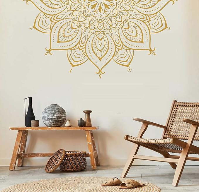Half Mandala Wall Decal Mandala Wall Sticker Mandala Decals for Walls Flower Wall Stickers Removable Peel and Stick Wall Decals for Bedroom Living Room Yoga Studio Decor | Headboard vinyl decoration, yoga room decor, lotus peel and stick, removable, se... - Image 4