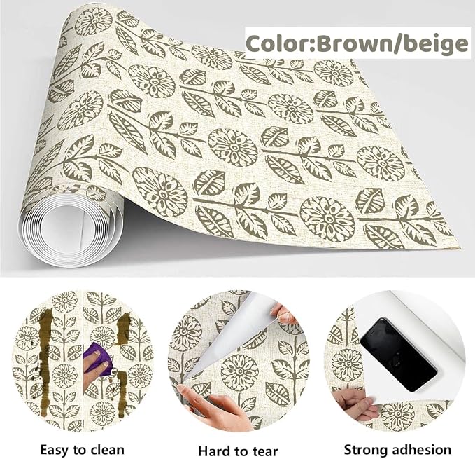 Wudnaye Vintage Floral Peel and Stick Wallpaper for Farmhouse 17.7in×394in | Tulip Peel and Stick Wallpaper Floral Contact Paper Boho Self Adhesive Removable Wall Paper Waterproof for Bathroom Kitchen - Image 5