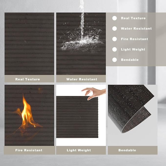 3D Wall Panels - 4PCS 47.2"x23.6" Faux Stone Wall Covering - MCM Modified Clay Material for Home Art, Accent Brick, Modern Exterior/Interior Decoration, Covering 31 sq.ft Texture Black - Image 7