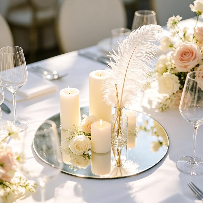 12PCS Round Mirror Plates for Centerpieces, Mirror Trays Flat 6“ Circle Mirrors for Tables Mirror Centerpieces, Circle Mirror Candle Plates for Table Centerpieces Wedding Party (6inch) - Image 3