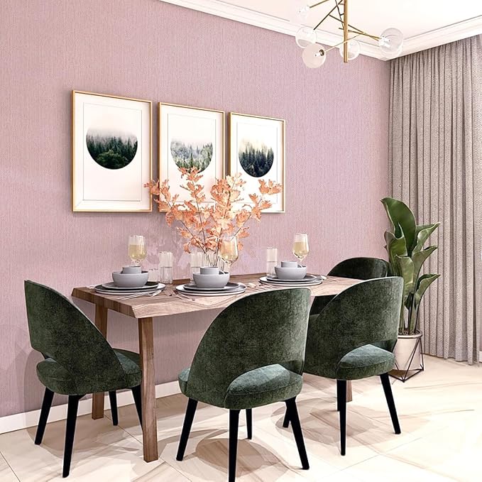 Pink Grasscloth Peel and Stick Wallpaper Fabric Paper 16in x 118in | Faux Linen Vintage Wallpaper Textured Removable Wall Paper Grass Cloth Cabinets Bedroom for Cabinet Self Adhesive Vinyl - Image 4