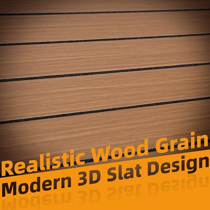 WOWSTAR 6-Pack Peel and Stick PVC Wood Slat Wall Panel，Thickened Wood Grain Wallpaper, 3D Wall Panels, 48" x15.74", Walnut - Image 7