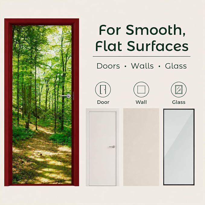 Door Stickers Peel and Stick Murals - Wall Covers Decorative Decal Woods | 30.3"W x 78.7"H, 3D Pink Castle Wallpaper，Waterproof Removable Opaque Vinyl Self Adhesive Fake Door Decor for Home Office - Image 4