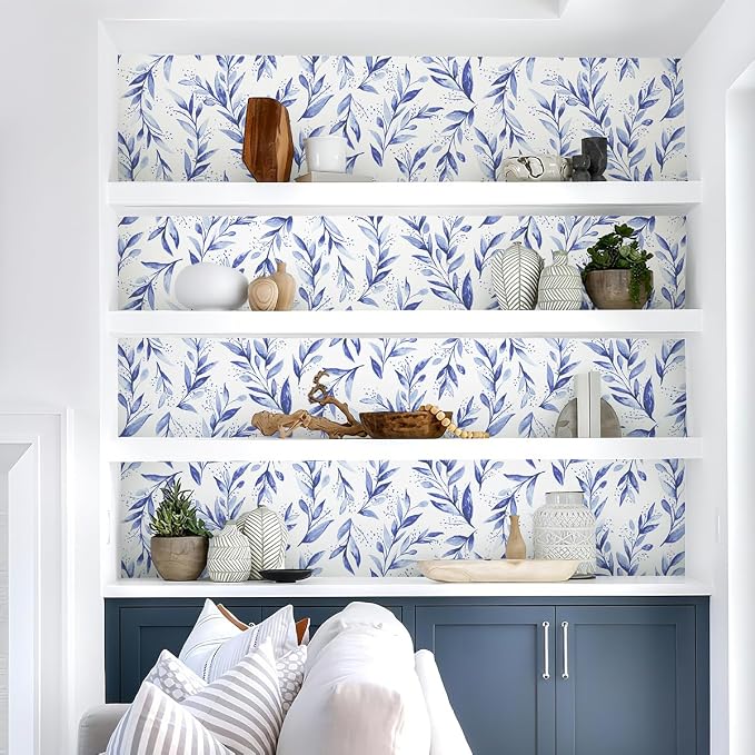 Livebor Leaf Peel and Stick Wallpaper Olive Leaf Contact Paper 17.7inch x 118.1inch Floral Leaves Wallpaper Peel and Stick Modern Farmhouse Wall Paper for Bedroom Neutral Self Adhesive Decorative - Image 8