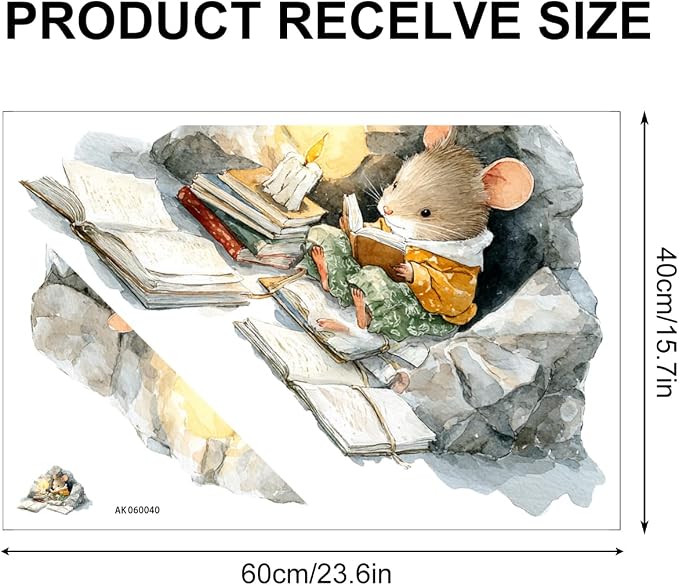 Mouse Wall Decals Stickers, Cute Animal Illustration Wall Art Peel and Stick, Removable Vinyl Wall Decor for Bedroom, Living Room, Office, Home Decoration - Image 2