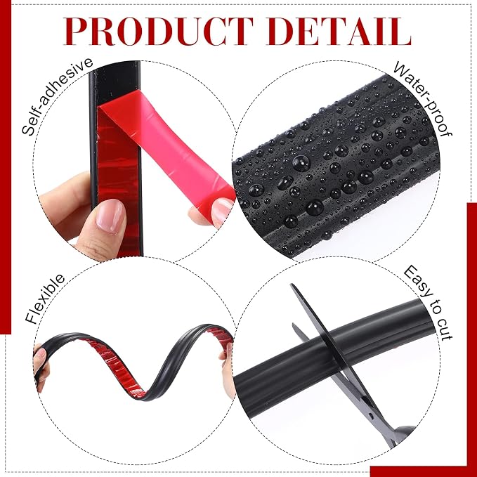 32.8ft x 1.1 Inch Flexible Peel and Stick Molding Trim for Wall, Baseboard, Backsplash, Tile Edge, Chair Rail, Mirror-self Adhesive Moulding Trim for Bathroom Wall Door Floor Window, Black - Image 3