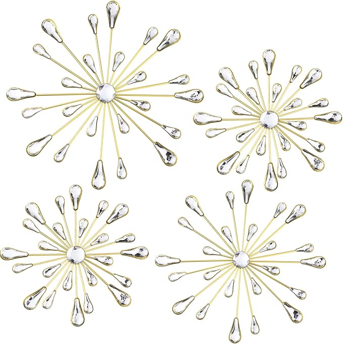 Hicarer 4 Pcs Starburst Wall Decor, Metal Wall Art, Gold - Image 2