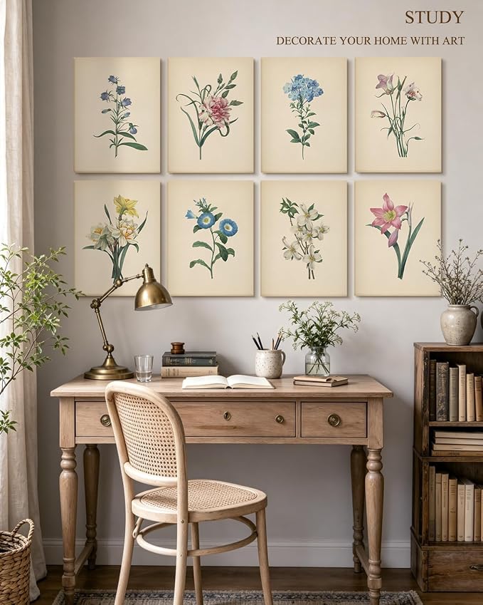 VIYYIEA Acoustic Art Wall Panels,Boho Flower Sound Proof Panels 48×32in | Minimalist Botanical Sound Absorbing Wall Decor for Bedroom Offic Living Room, No Drill Art Sound Absorbing Panel 8pcs - Image 3