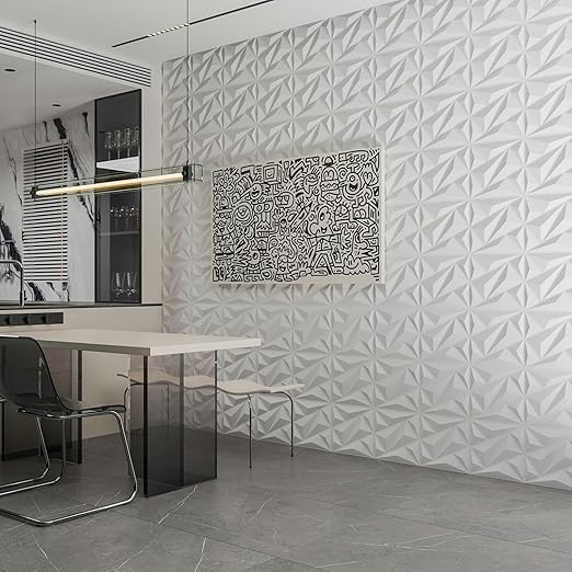 Art3dwallpanels 100 Pack 3D Wall Panels Diamond, White, 12''x12'' | PVC Accent Wall Panels for Interior Wall Decor, Living Room Lobby Bedroom Hotel Office - Image 4