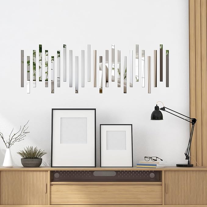 20-Piece Peel-and-Stick Acrylic Mirror Wall Trim (Silver) - Image 4