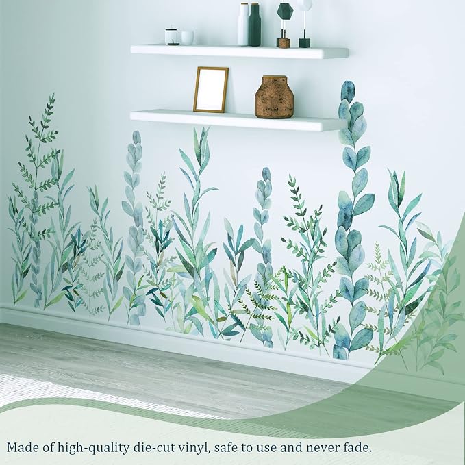 Green Hanging String of Willow Wall Decals Peel and Stick, Large Plants Vinyl Wall Stickers, Removable Vine Home Decor Art for Bedroom Living Room Classroom Office - Image 7