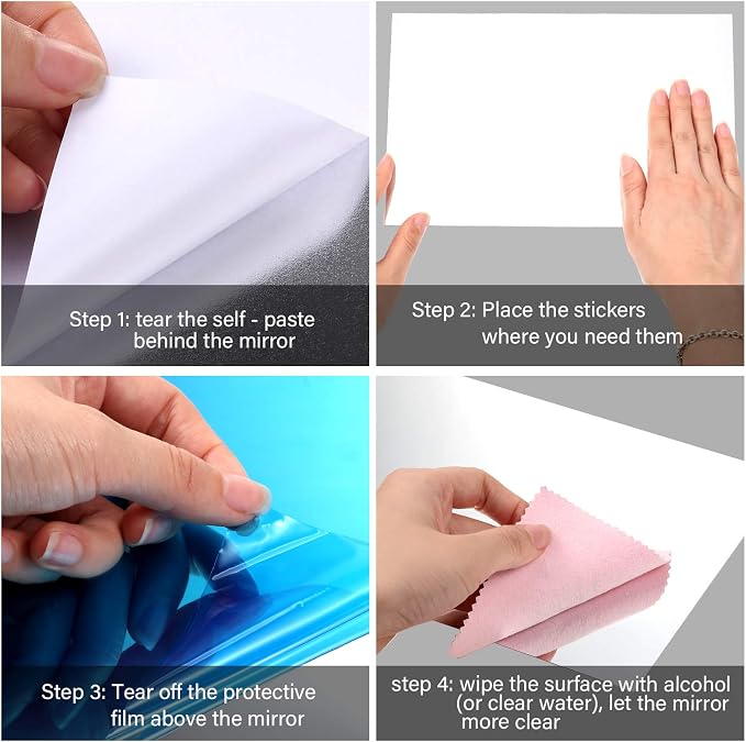 Tenare 12 Pieces Self Adhesive Acrylic Wall Mirror Tiles Flexible Small Mirror Wall Stickers Sheets Non Glass Unbreakable for Bathroom Home Gym Bedroom Home Classroom Decor (9 x 6 Inch) - Image 2