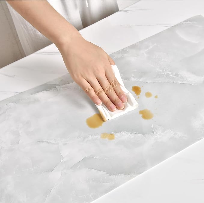 Haimin 3D Wall Panels Peel and Stick Marble Tile Look 10 Pack Waterproof | Lightweight, each 23.6x11.8in, total 19.4 sq ft. Kitchen & bath backsplash, bedroom/living rm decor. Marble-look faux tile. - Image 5