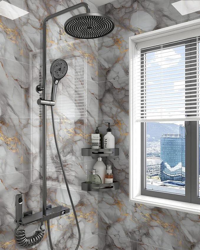 WADILE 20PC Waterproof Peel and Stick Wall Panels 11.8 x 11.8 Gold | Marble look, Self adhesive, PVC Panels, Lightweight Foam Wall Panels, Bathroom, Kitchen, Not Real Tile - Image 3