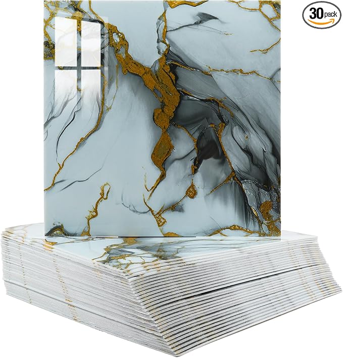 30 Sheets Peel and Stick Wall Panels, Self-Adhesive PVC Wall Panels for Kitchen Backsplash, Bathroom, Decoration, 11.8"x11.8" (Not Real Tiles) by PGVALXOR