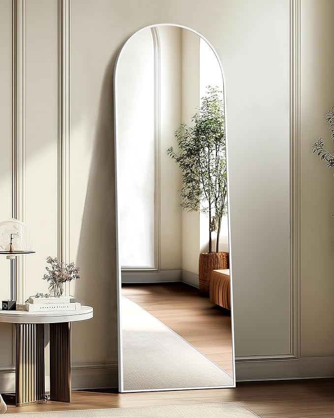 Arched Full Length Mirror, 56"x15" Standing Body Mirror for Wall, Silver by TRAHOME