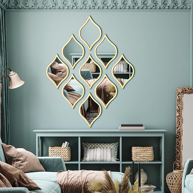 Tanlade 9 Pcs Teardrop Wall Mirror Gold Decorative Wall Mounted - Image 5