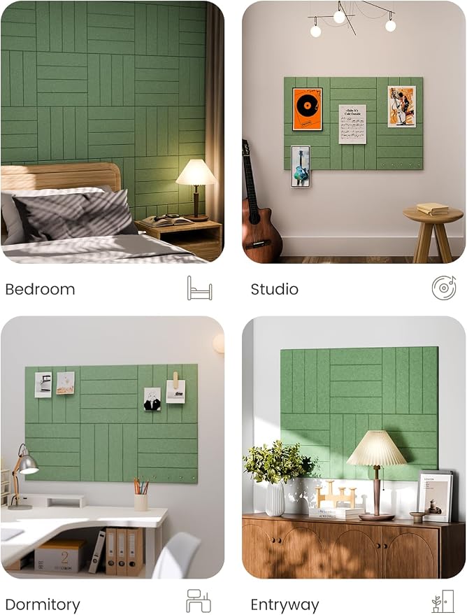 Fluxynara 36" x 24" Large Felt Bulletin Board, Moss Green | 6 Pack Cork Board Alternative with 30 Safe Adhesive Tabs, Felt Pin Boards for Wall Decor, Home, Office, Classroom, Dorm - Image 7