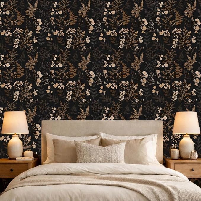 Moody Dark Vintage Floral Peel and Stick Wallpaper 17.7" x 70.8" | Self-adhesive removable waterproof vinyl wall covering with botanical pattern for renter-friendly bedrooms and accent walls - Image 3