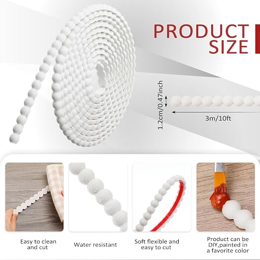 Leinuosen Flexible Bead Molding Trim Peel and Stick White 10ft /12 mm - Image 2