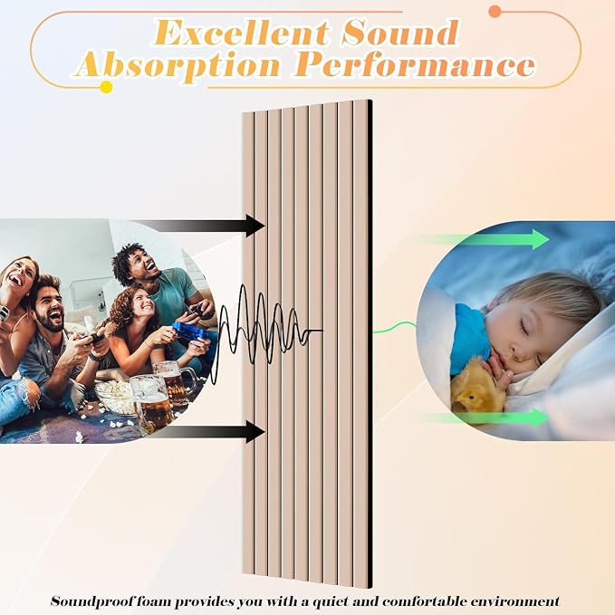 16" x 12" Acoustic Panels 12 Pack, Self-Adhesive 3D Wall Tiles Camel | Polyester Panels for Sound Absorption, Covers 16 Sq Ft, Odor-free, Harmless to Breathe & Touch, Reduce Noise and Echo, Camel - Image 5
