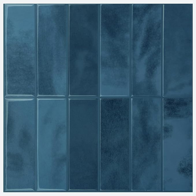 Select 5 Pack Peel and Stick Backsplash Square Tiles, 12x12 in, Blue | Extra Thick 3D Wall Panels, Heat & Water Resistant, Easy DIY Kitchen, Bathroom, Laundry, Fireplace & Rental Home Wall Décor - Image 8