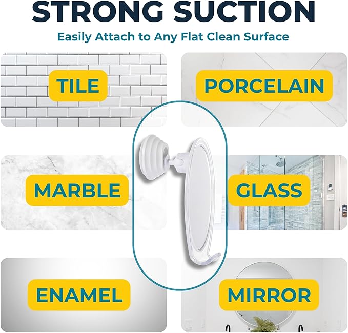 HONEYBULL Fogless Shower Mirror for Shaving with Suction Mount, White - Image 4
