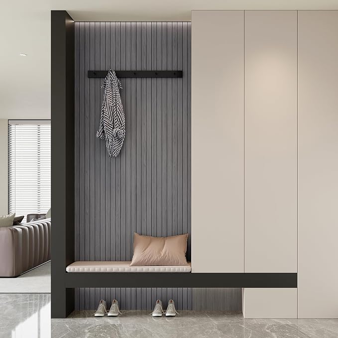 Yutianli PVC Slat Wall Panel Peel and Stick 236"x 15.7" Faux Wood Slat Panel Artificial Oak Wood Grain Self-Adhesive Soundproof 3D Wall Panel for Walls and Ceilings - Image 4