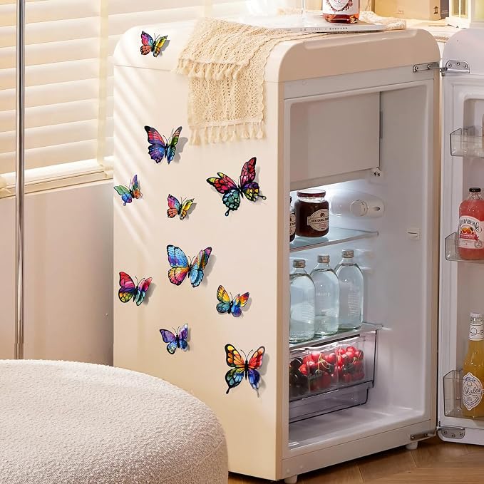 SAOROPEB 3D Butterfly Wall Decor, 24 Pcs Rainbow Butterfly Decorations | Double Layer for Party Decorations Locker Decor Refrigerator Decal, Reusable - Image 5