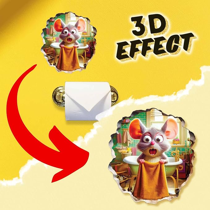 Funny 3D Mouse Shower Wall Sticker – Removable Mousehole Bathroom Décor for Kids or Whimsical Homes by MICESTERPIECE - Image 2