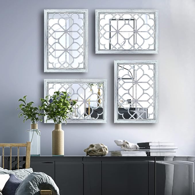 Wocred Set of 2 Rectangular Wall Mirror,Gorgeous Rustic Farmhouse Accent Mirror,Rustic White Color Entry Mirror for Bathroom Renovation,Bedrooms,Living Rooms and More(11”x15”) - Image 5