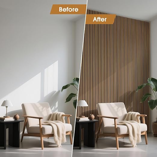 Acoustic Wood Slat Panels, Soundproof Wooden Wall Panels, 3D Fluted Panel for Interior Wall Decor, Living Room, Bedroom (Teak, 106 * 47.2 inch) - Image 5