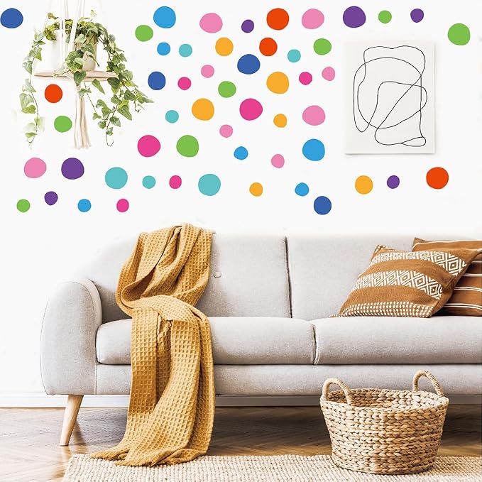 300 Pcs Bright Removable Multicolor Polka Dot Vinyl Wall Decals Set | 10 Sheets Waterproof Peel & Stick Matte Circle Stickers for Bedroom, Playroom & Accent Wall Decor(Mixed Size 1.2–2 in) - Image 5