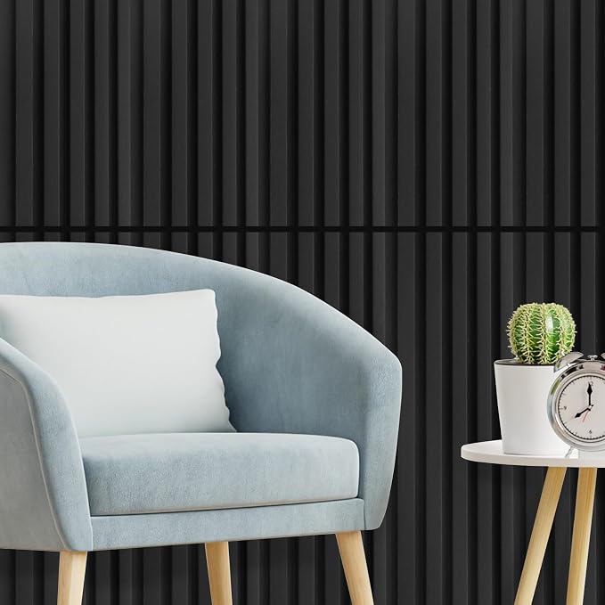 Art3d WPC Wainscoting Panels, 16-Pack 48 x 6 Inch 3D Wall Accents for Interior Wall Decor, Living Room, Bedroom, Black - Image 2