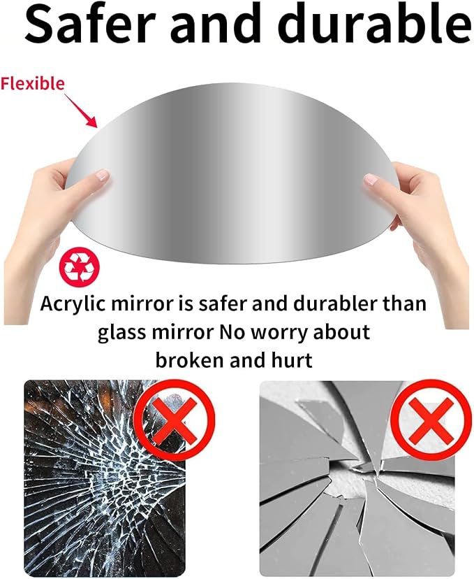 12'' Round Wall Mirror Tiles Self Adhesive Circle Mirror for Wall - Image 9