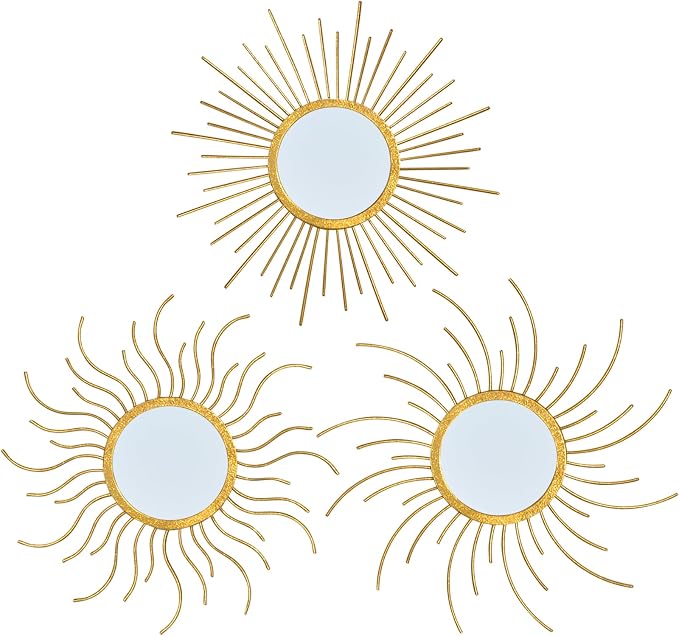 Mirror Decor Sunburst Mirrors Metal Sun Mirror Wall Decor Wall Mirror Home Decorative Wall Art for Living Room Bedroom Entryway by wotieuns