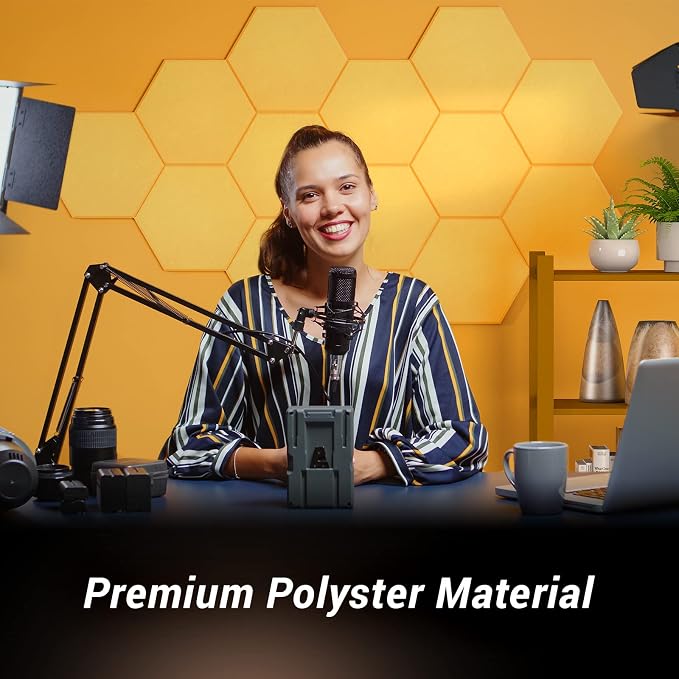 12 Pack Hexagon Acoustic Panels, TONOR 12"x 10"x 04" High Density Sound Proof Panels for Walls, Sound Dampening Insulation Treatment Foam Panel, Sound Absorbing Padding for Studio, Office, Home Yellow - Image 2