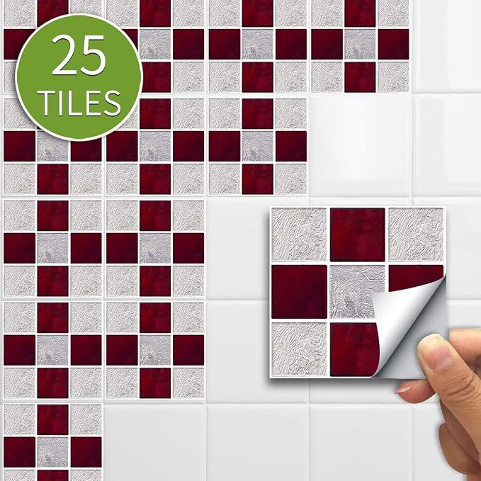 Alwayspon 25 Pcs Self-Adhesive Tile Transfer for Home Decor, Peel and Stick Tile Decal, Water-Proof Backsplash Wall Tile Sticker for Kitchen Bathroom, 6x6inch - Image 2