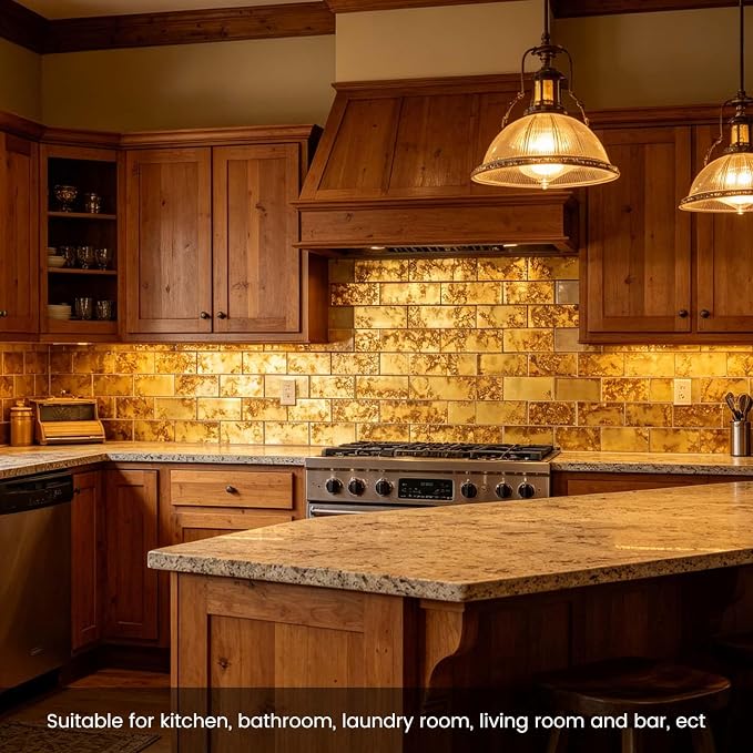 Peel and Stick Gold Dark Antique Mirror Subway Tile 3 x 6 Inch Beveled Mirror Tiles for Kitchen Backsplash Bathroom Wall Pack of 40 Pieces - Image 7