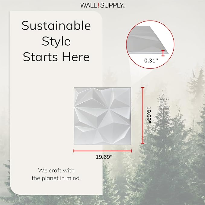 Wall!Supply 3D Geo Lite Wall Panels, 12-Pack, White | Lightweight XPS Foam, Wallpaper Alternative, Easy DIY Installation, Covers 32.29 Sq Ft, for Living Room, Bedroom, Office - Image 5
