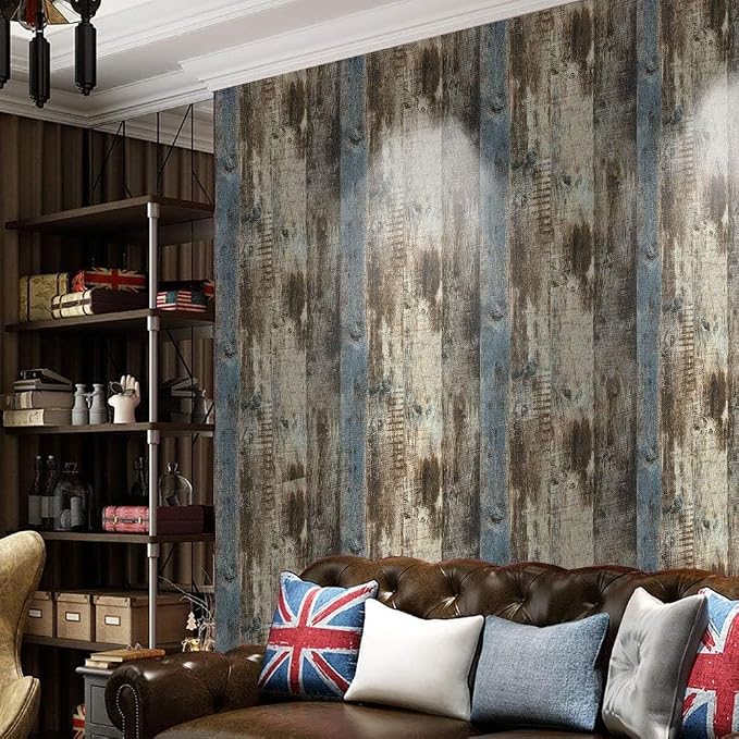 Grey Wood Wallpaper 17.3"×400" Peel and Stick Wallpaper Self Adhesive Distressed Wood Wallpaper Reclaimed Faux Home Decoration Film Shelf Vinyl - Image 9