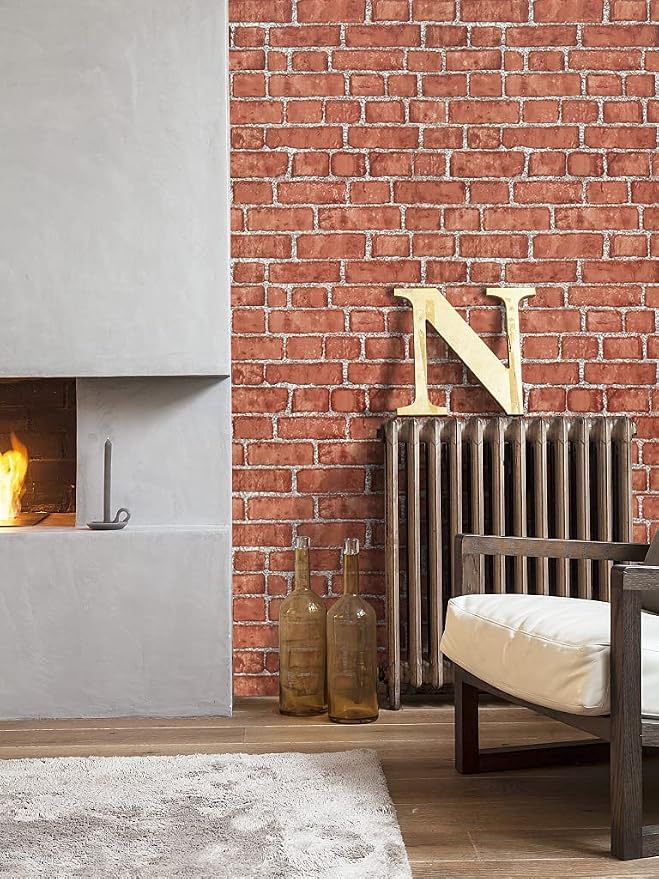 Cohoo Home Red Brick Wallpaper Peel and Stick Contact Paper Faux 197”×18” | Red Brick Contact Paper for Walls Brick Wrapping Paper Self Adhesive Removable Wallpaper Bedroom Kitchen Backsplash Fireplace - Image 2