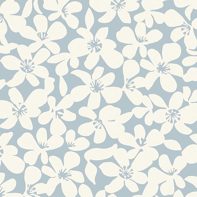 Heroad Floral Peel and Stick Wallpaper Boho Blue and Beige Contact Paper Self-Adhesive Removable Wall Paper for Cabinets Drawers Bedroom Bathroom Wall Decor Waterproof Vinyl Roll 17.3''x78.7'' by HeroadBrand