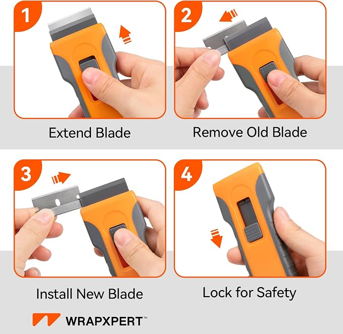 WRAPXPERT Wallpaper Tools, Smoothing Tool Kit for Peel and Stick Wallpaper/Contact Paper/Vinyl Backsplash Applying, with Squeegee Smoother, Seam Roller, Razor Scraper, Knife and Blades - Image 8