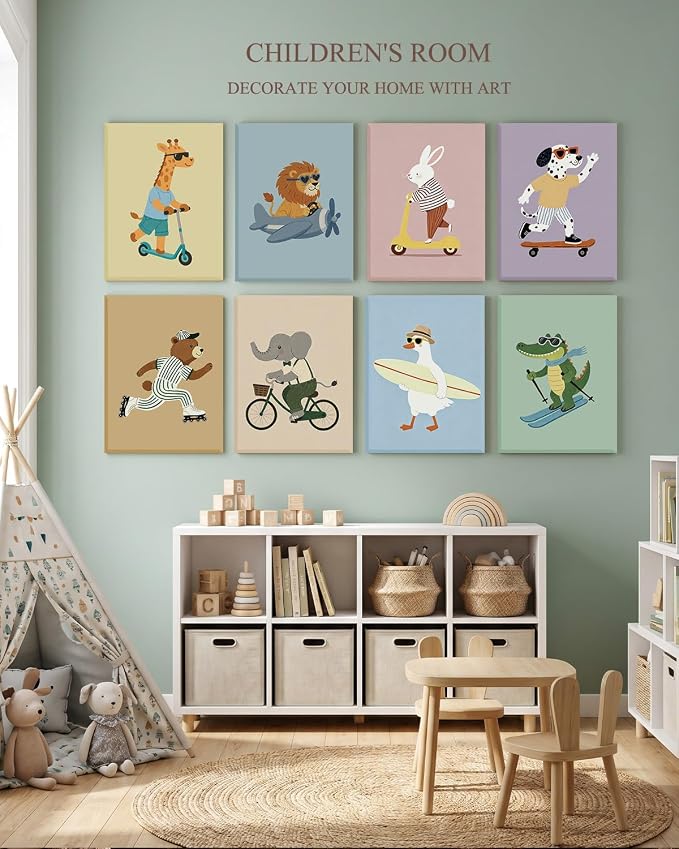VIYYIEA Acoustic Art Wall Panel, Cute Animal Sound Absorbing Board | 48×32 in Kids Playroom Funny Decor Panels for Toddler Nursery Decor, Bedroom , 8Psc Acoustical 3D Aesthetic Bulletin Board - Image 2