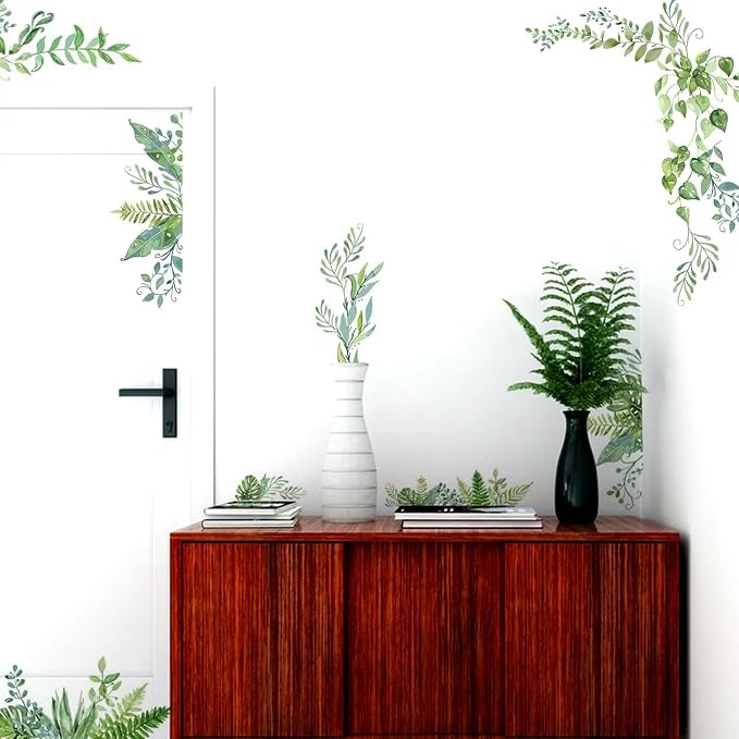 SUPERDANT Green Plants Wall Decals 2 Sheets/Set Vines Branches Leaves Wall Sticker Removable Vinyl Art Mural Decals for Living Room Bedroom Balcony Corridor Window TV Entrance Door Mirror Decor - Image 5