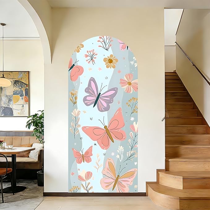 Arch Wall Decals Peel and Stick, Large Wall Stickers, Removable Home Decor Art Wallpaper for Bedroom Living Room 71'' × 31.7'' (Butterfly) by AOHMPT